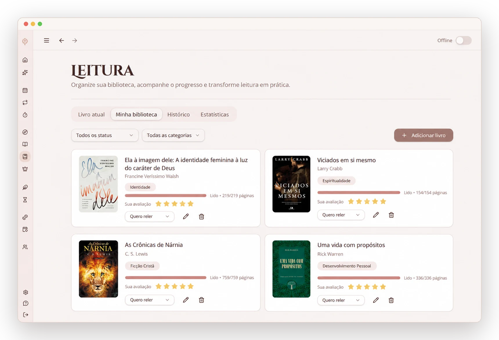 Tela de leitura do aplicativo A Ordem